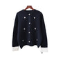 Love Contrast Color Design Knitted Double-faced Woolen Goods Cardigan