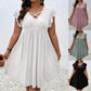 Women's Jacquard Ruffle Sleeve V-neck Dress