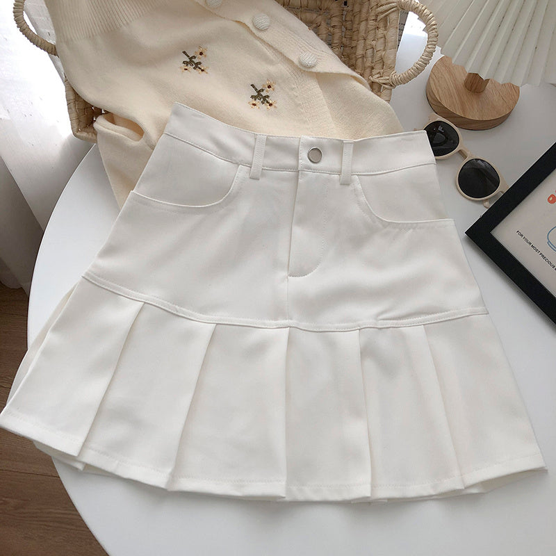 Fashion High-waisted A-line Pleated Skirt Women