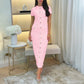 Elegant And Sophisticated Buttoned Short-Sleeve Sheath Dress For Women