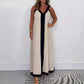 Casual Loose Contrast Color V-neck Sleeveless Long Dress