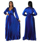 Robe plissée à manches lanternes pour femme