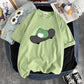 T-shirt col rond à manches courtes et col rond pour femme, vêtement simple et mignon, style grenouille, haut ample et amincissant, été