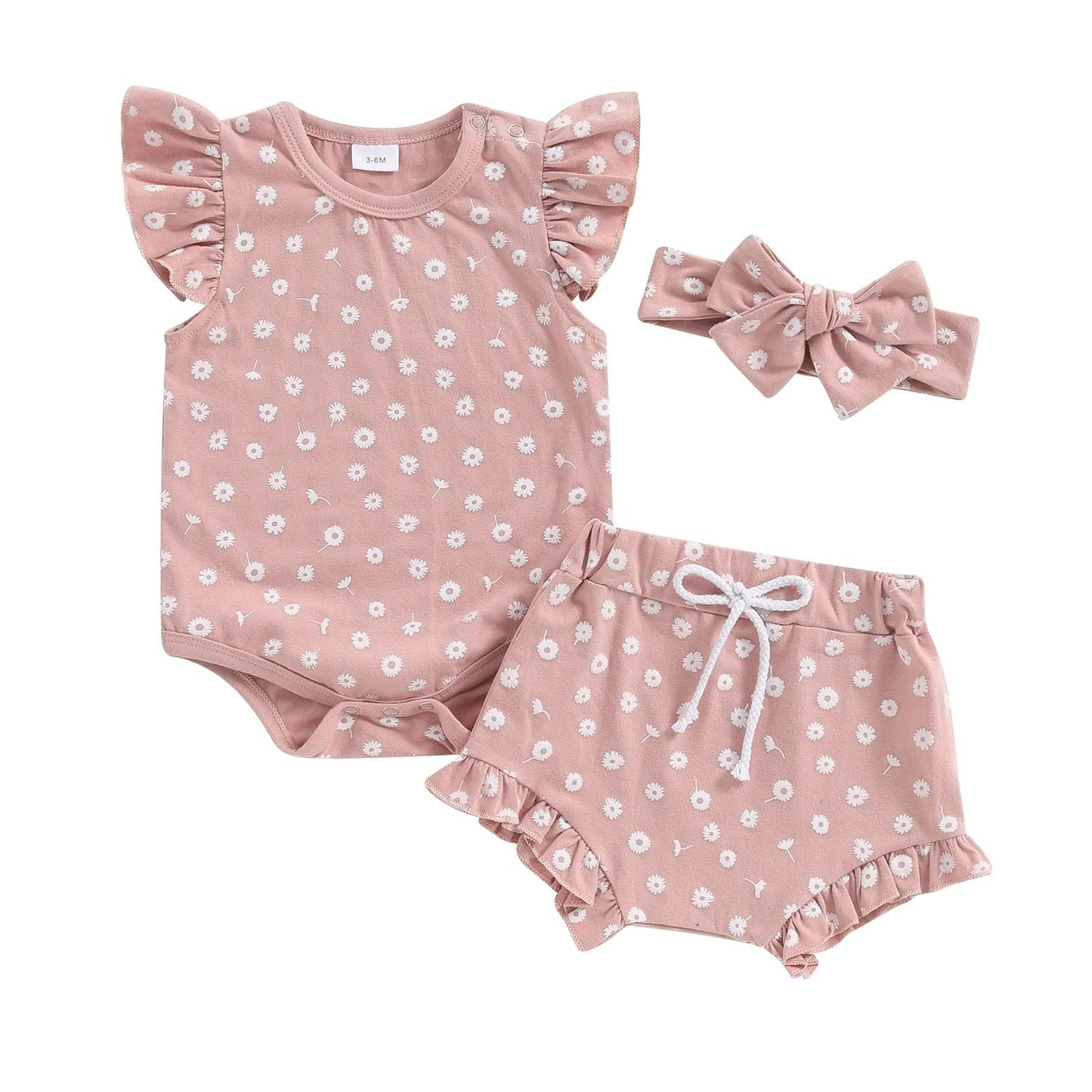 Combinaison à manches volantées et motif floral pour garçons et filles