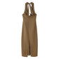 Linen Blended Buckle Decoration Midi Skirt Halter Dress