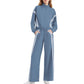 Double Striped Long-sleeve Zipper Pants Pocket Sports Suit