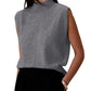 Women's Pure Color Half Collar Sleeveless Vest