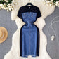 Niche Round Neck Short Sleeve Stitching Denim Dress