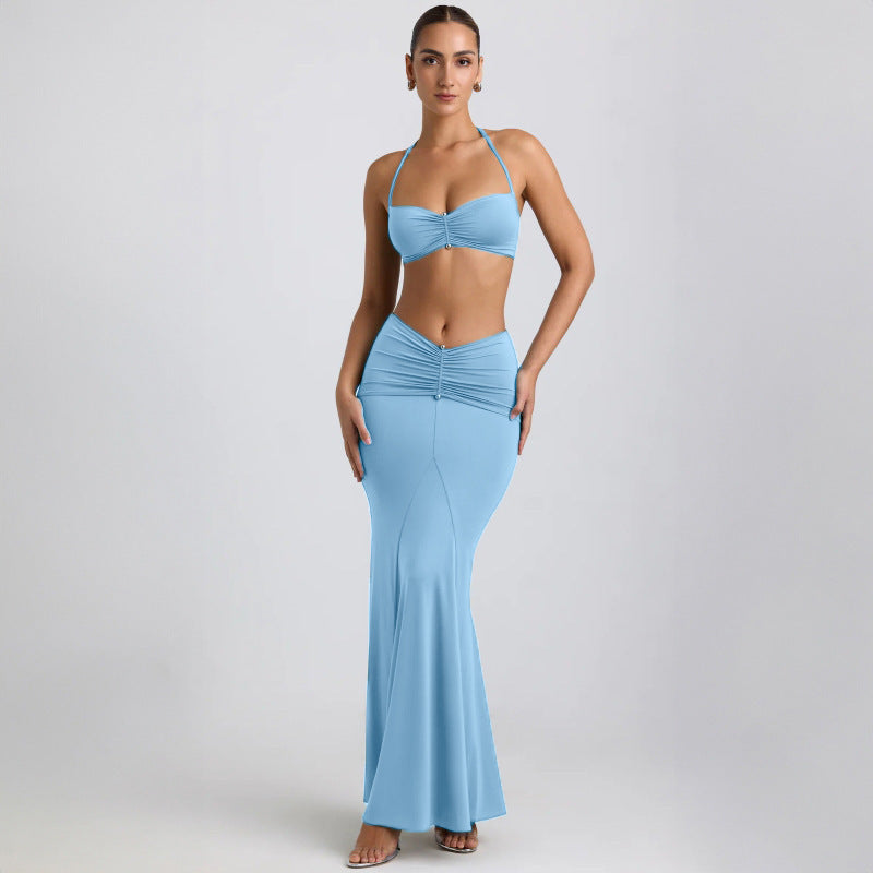 European And American Halter Spaghetti Straps Sheath Skirt Suit