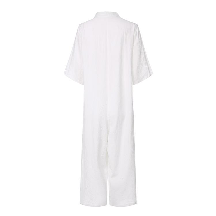 Women's Solid Color Short-sleeved Jumpsuit