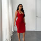 New High-waisted, Body-hugging Red Slip Dress