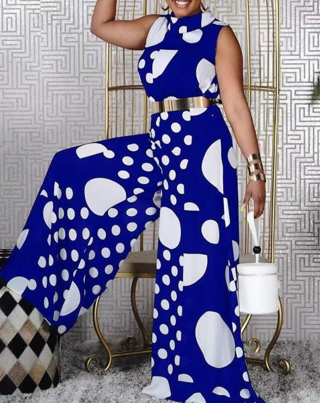 Summer Fashion Polka Dot Squandered Waist Jumpsuit Women
