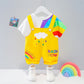 Ensemble deux pièces t-shirt à manches courtes et short à bretelles pour enfants