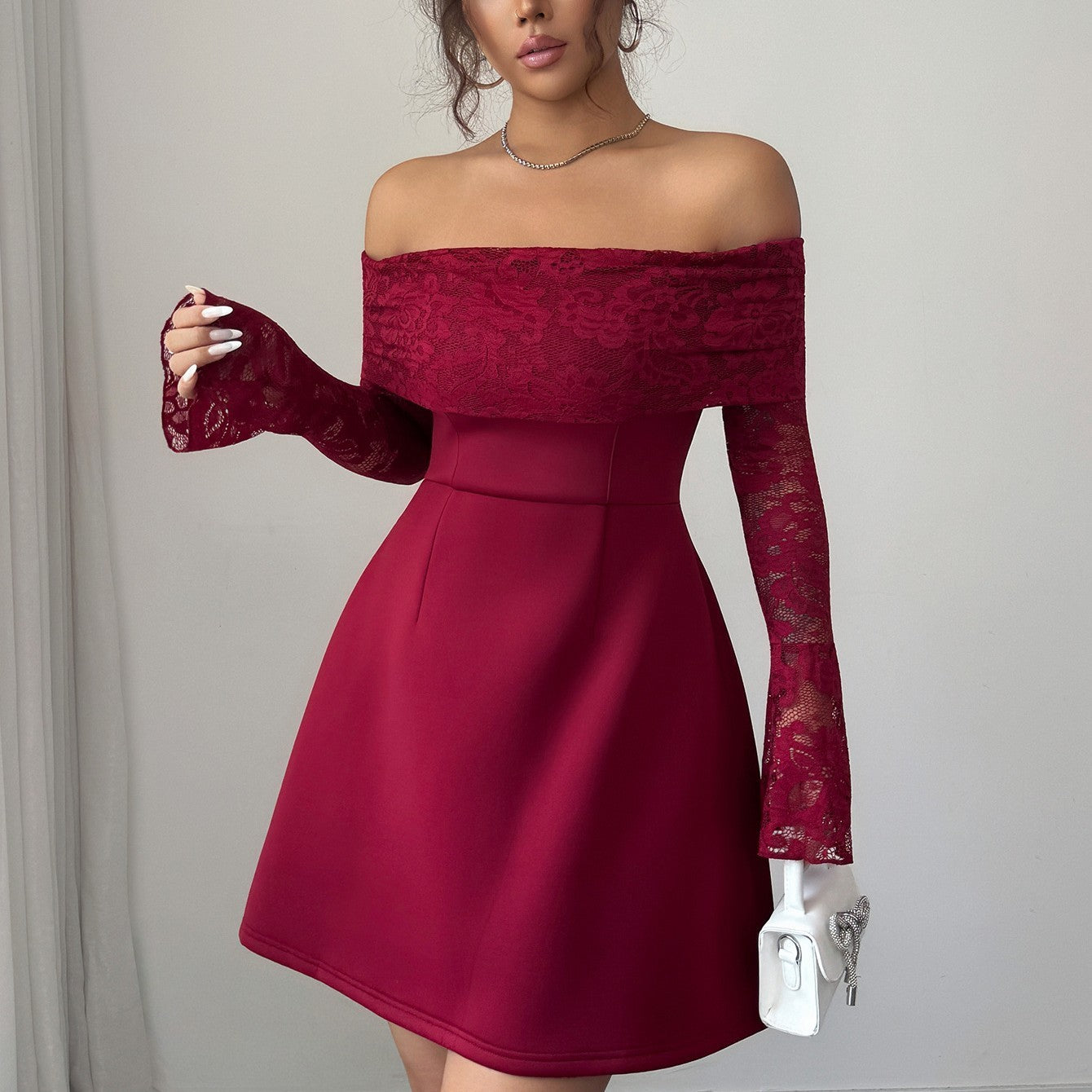 Lace Long Sleeve Maxi Dress Women's Clothing