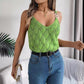 European And American V-neck Hollow Metal Buckle Sling Sweater