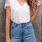 Lace Hollow Out V-neck Fashion Women's T-shirt