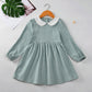 Cotton Cute Doll Collar Long Sleeve Pleated Princess Dress
