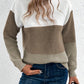 Pullover Knitted Sweater Fashion Round Neck Splicing Knitwear Loose Top Women's Clothing