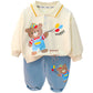 Baby Cute Lapel Long-sleeved Sweater Two-piece Set