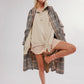 Fashion Button Lapel Sweatshirt With Slit Design Casual Sports Lantern Sleeve Pullover Top Sportswear For Womens Clothing