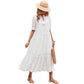 Cross-tie Spliced Long A-line Dress Elegant And Office-appropriate