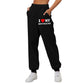 Pantalon imprimé « J'aime mon copain » Pantalon de survêtement décontracté pour homme et femme Pantalon de sport