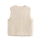 Sleeveless Lace-up Lambswool Vest For Women