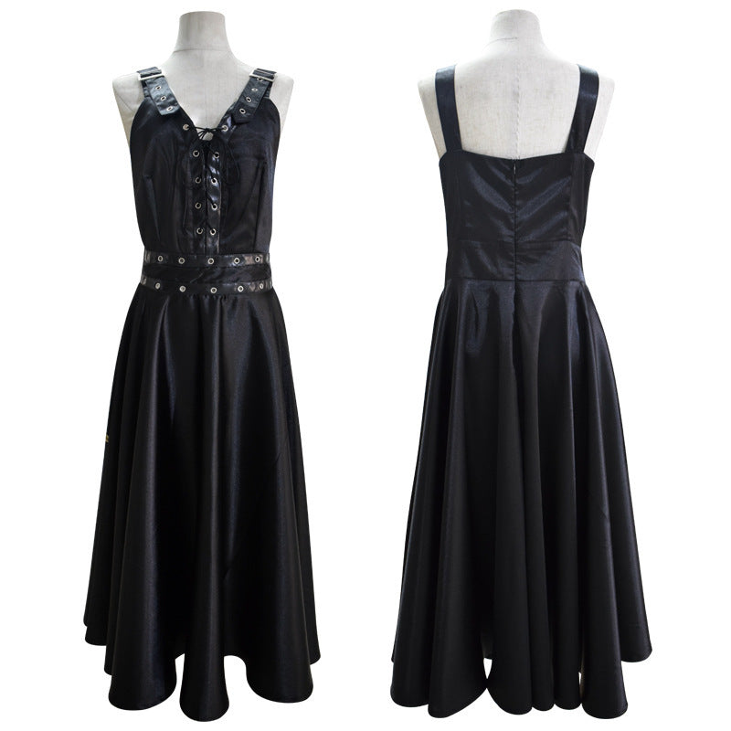 Robe à bretelles style gothique punk tendance pour femme, tenue de tous les jours