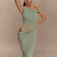 Pleated Women's Dress Shoulder Midriff Outfit