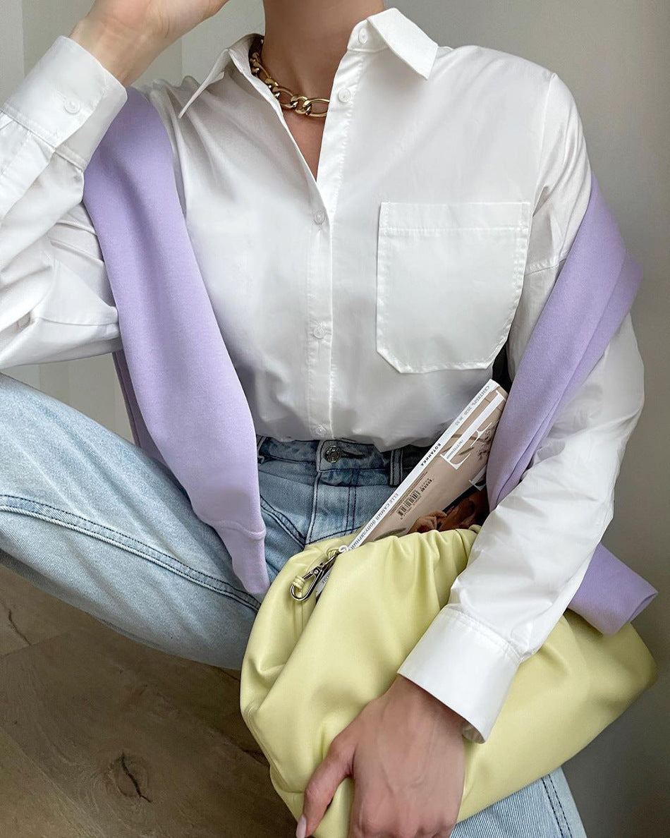 Fashion Women's Single Pocket Solid Shirt