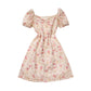 French Floral Dress Women's Tea Break Bellflower Skirt With Puff Sleeves