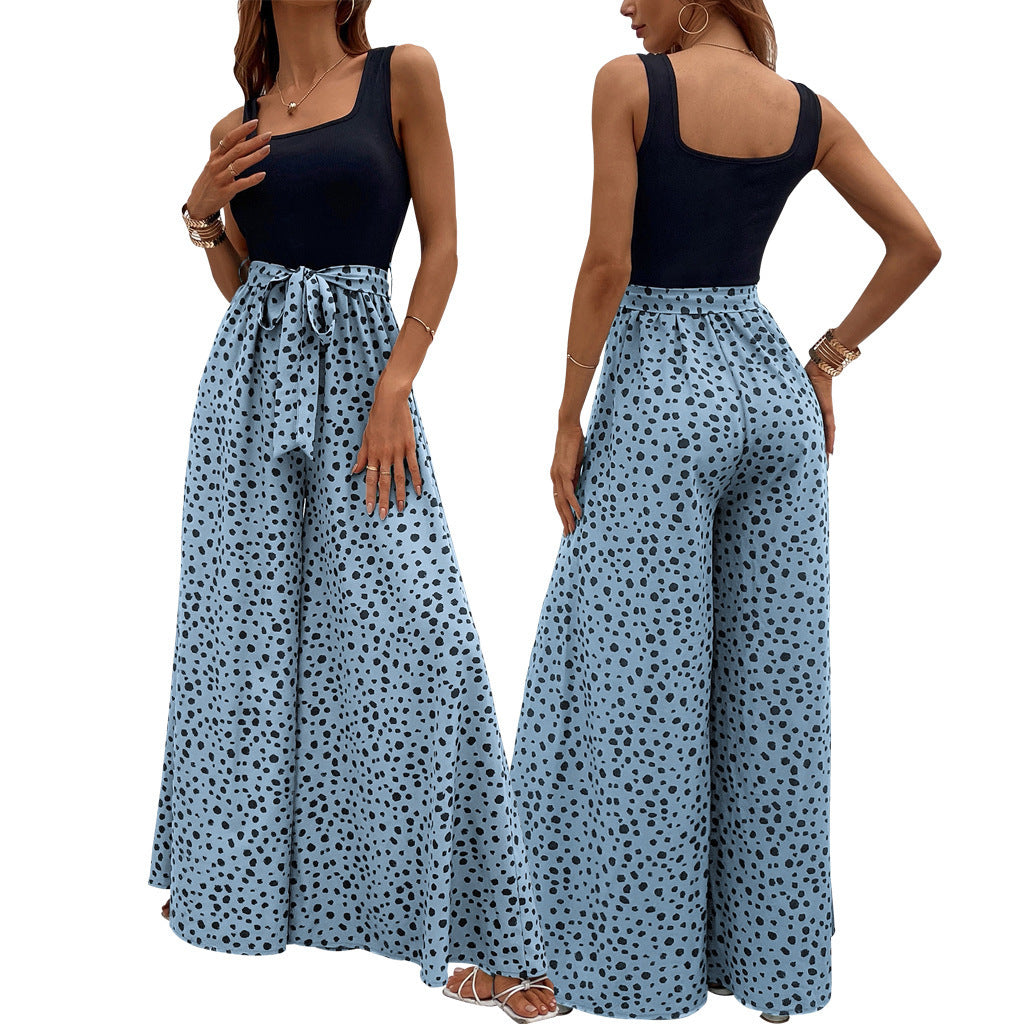 Pantalon amincissant cintré à pois colorés pour femme