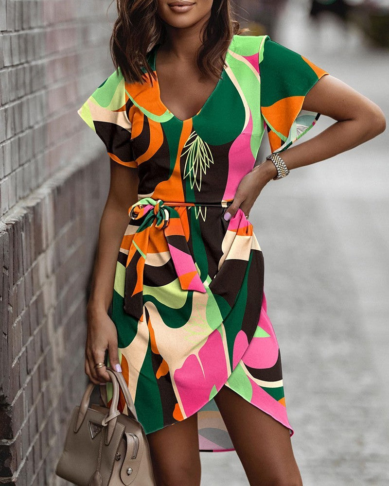 Robe imprimée mi-taille pour l'été