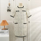 Retro Tweed Plaid Loose-fitting Short Skirt For Women