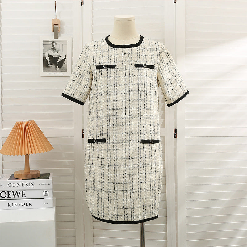 Retro Tweed Plaid Loose-fitting Short Skirt For Women