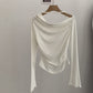 Shoulder Collar Solid Color Slim Fit Slimming Long Sleeves Inner Bottoming T-shirt