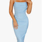 Mesh Fishbone Pleated Backless Sling Dress