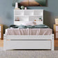 Bed With Shelves, White Wooden Storage Bed, Underbed Drawer - 3FT Single 90 X 190 Cm Frame Only