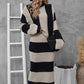Robe longue en tricot ample à rayures contrastées pour l'automne et l'hiver