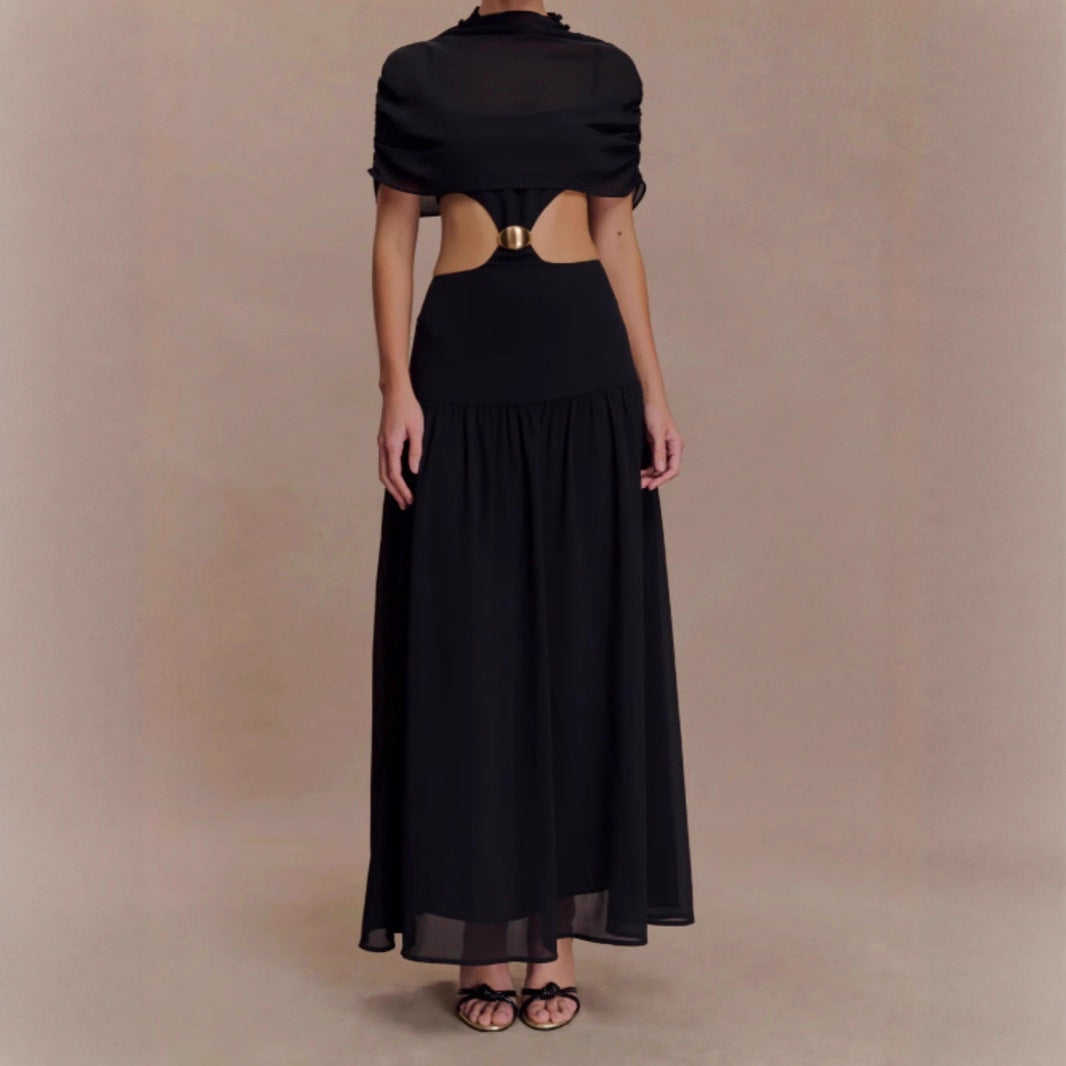 Sleeveless Hooded Midriff Baring Figure-hugging Dress