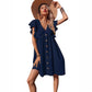 Women's Midi Casual Pleated V-neck Button Plus Size Dress