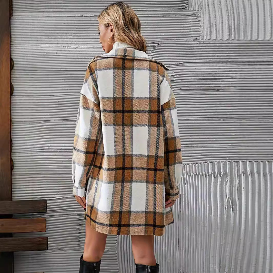 Ensemble jupe-manteau décontracté en laine pour femme