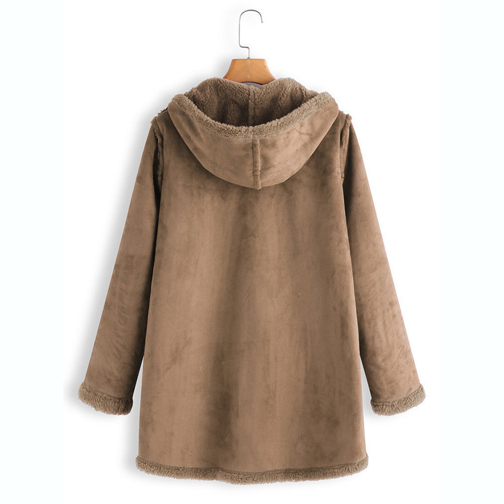 Manteau d'hiver chaud à capuche en peluche