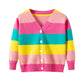 Children's Cotton Sweater Rainbow Striped Cardigan Knitted Coat