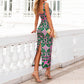 Robe sexy à bretelles spaghetti et imprimé floral pour femme américaine