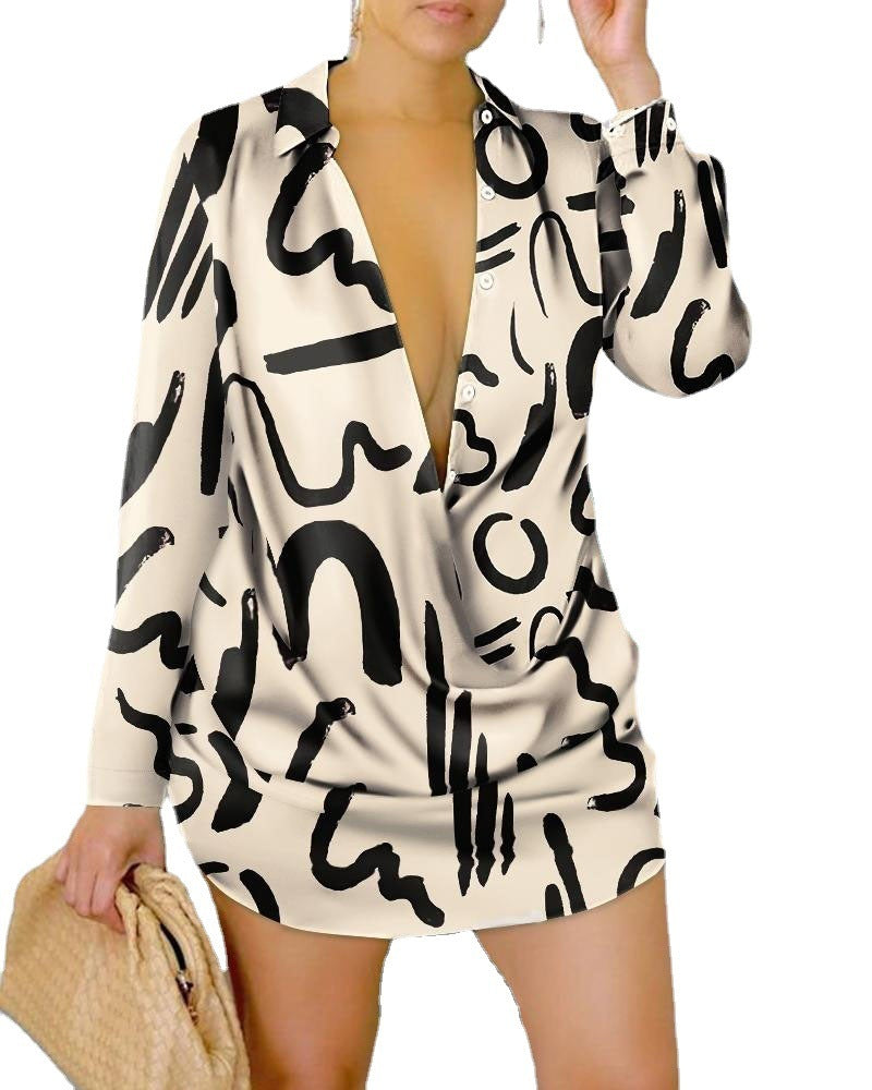 Women's Fashionable Printed Long-sleeved Shirt
