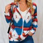 Women's Casual Geometric Loose Hooded Pocket Jacket