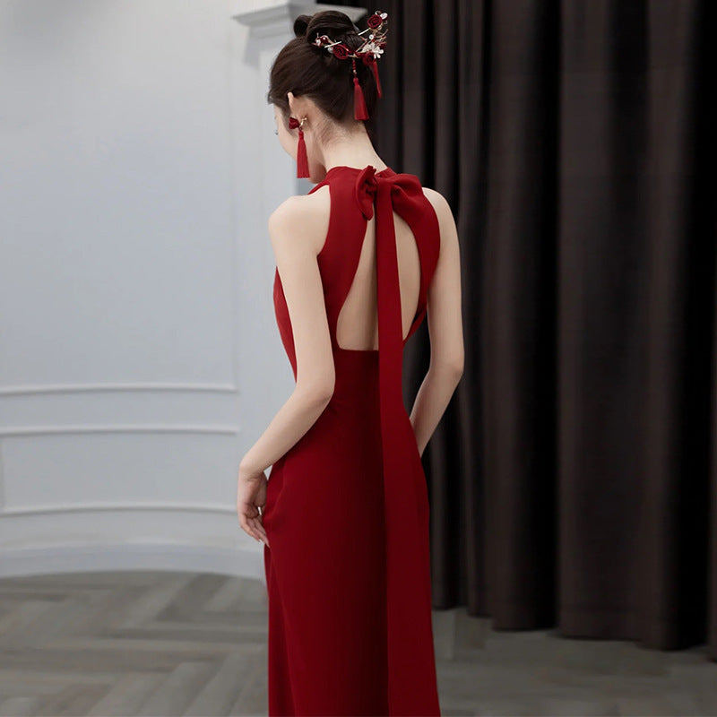 Women's Banquet Neck Hanging Evening Dress