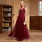 Robe de soirée patchwork extensible sans manches à double col en V