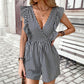 Cross-border Ruffled Striped Jumpsuit